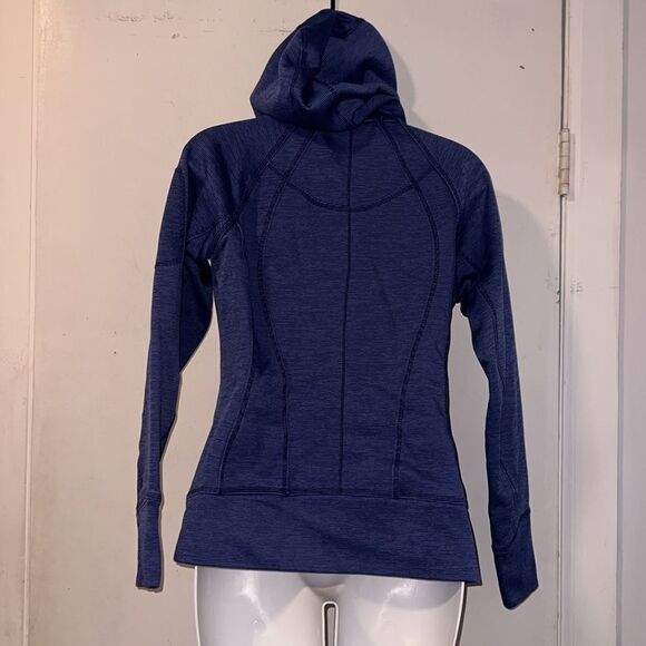 ATHLETA Periwinkle Purple Stripe Strength Zip Up Hoodie Jacket-S - Picture 4 of 10
